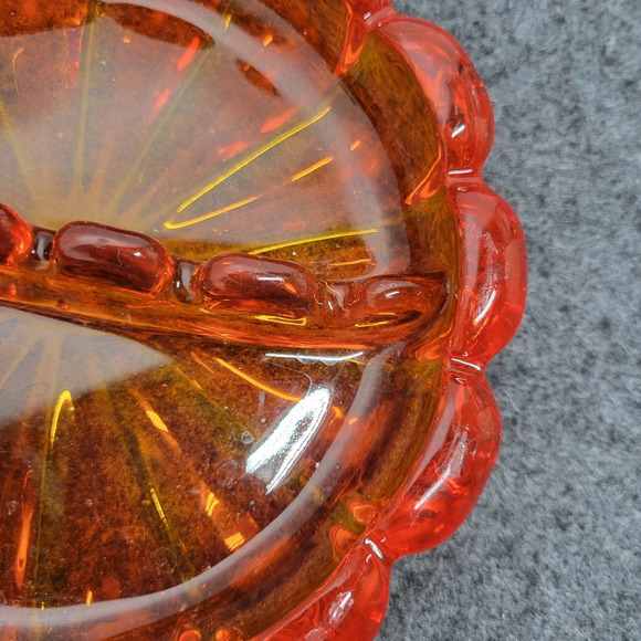 Viking Orange Starburst Glass Ashtray 6.5" Round Dish Trinket Mid Century Art - Picture 5 of 15